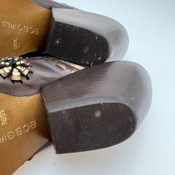 BCBGirls Western Style Mules Slip-on Square Toe Sz 7.5 Leather Upper and Sole - Picture 15 of 15